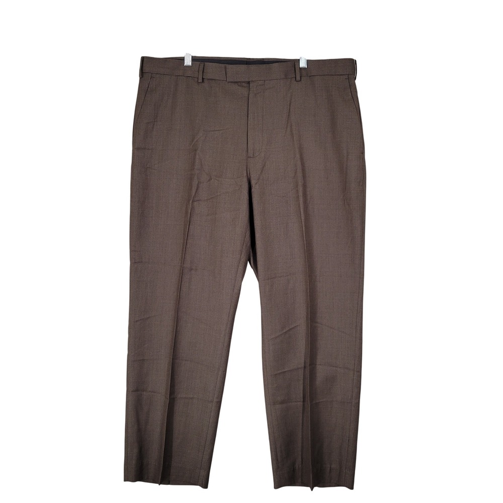 Perry Ellis Portfolio Dress Pants Mens 40x29 Brown Travel-Luxe Flat Front Twig
